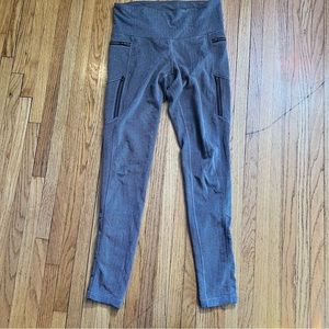 Athleta Herringbone Sly Drifter Brown Legging Zip Pockets Sz Medium 243161